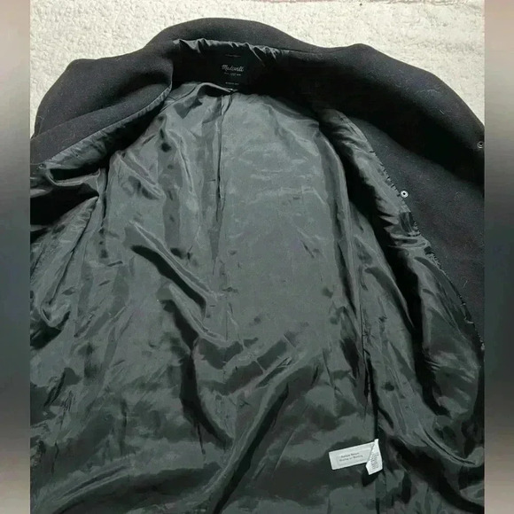 Madewell City Grid Coat Asymmetrical zipper Wool Blend Coat Size 00 BLACK - Picture 7 of 7